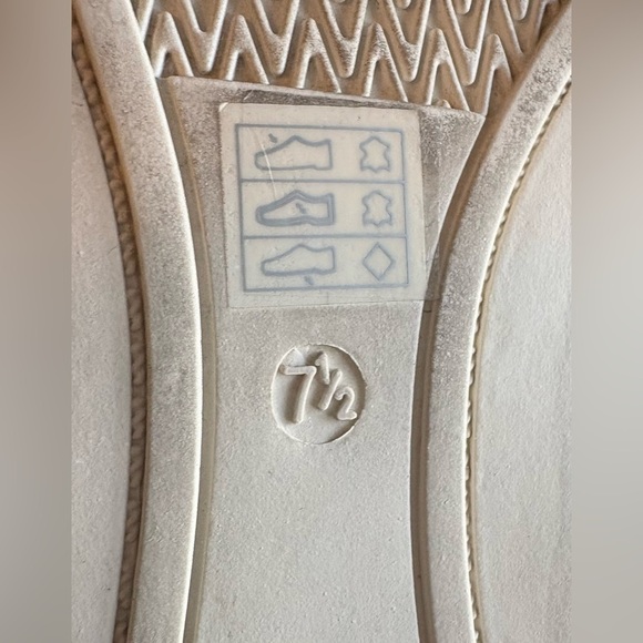 Preloved EILEEN FISHER STAR tan leather strappy zip-up wedge sandal Size 7.5 - Picture 3 of 9